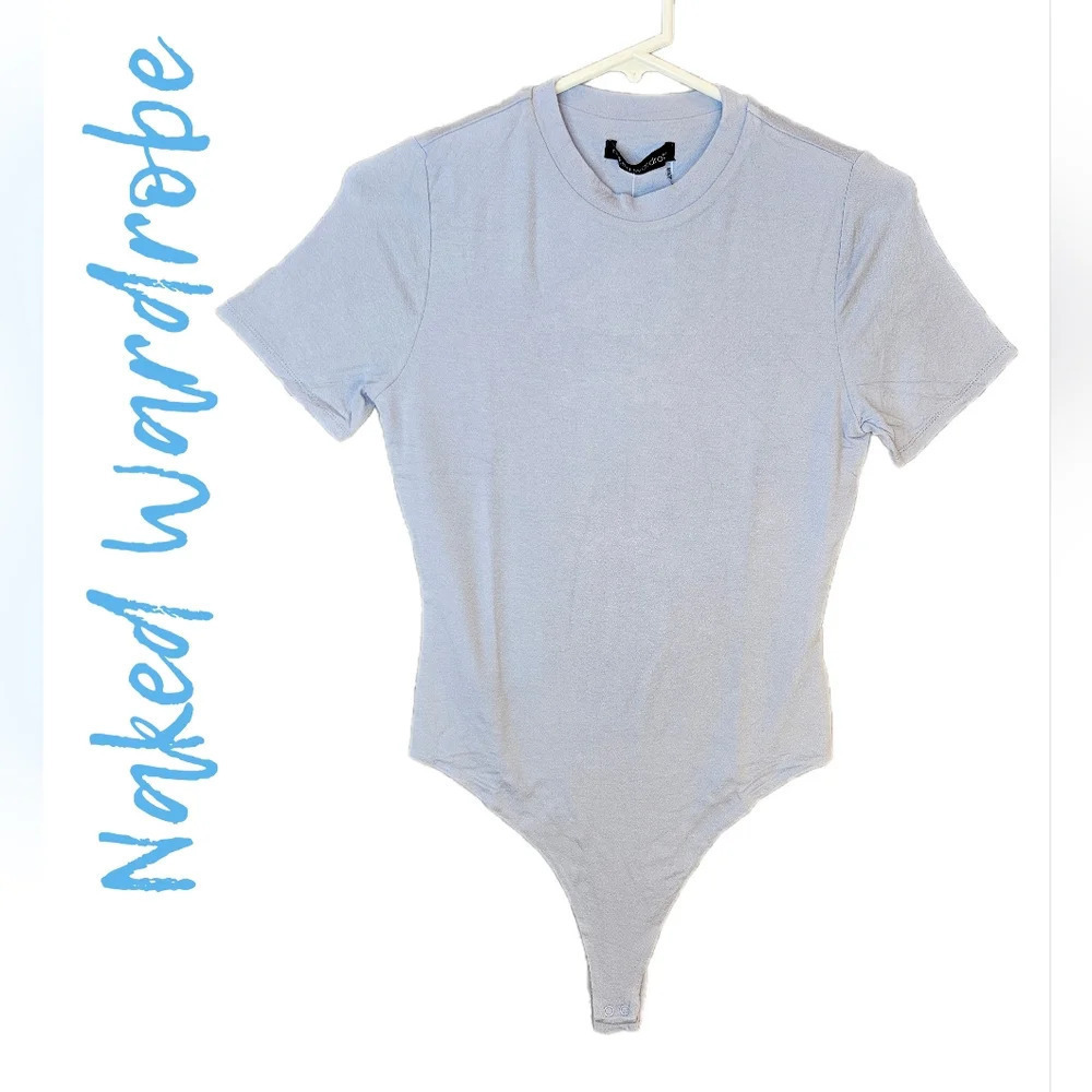 Naked Wardrobe Womens Short Sleeve Body Suit Short Sleeve Sz 1X Blue